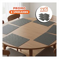 Pack6 Set 6 Individual Negro Jaspeado a Cuadros 30x45cm para Comedor Diario Y+Regalo Sticker